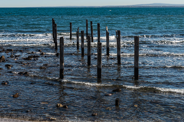 Remains of old jetty at Myponga Beach