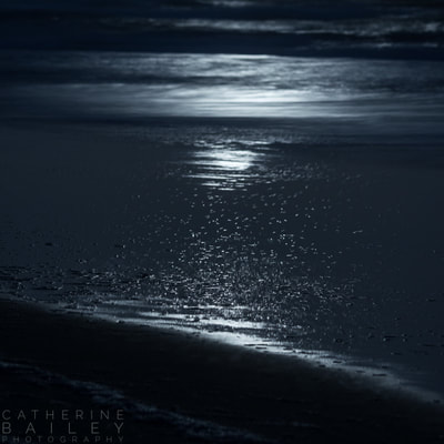 Full moon over sea at Reeves Beach